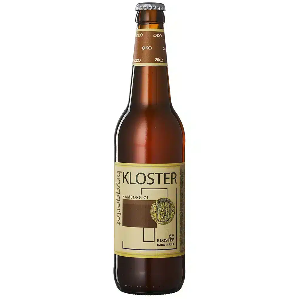 Klosterbryggeriet, Årsøl IPA – Økologisk Specialøl Flaske med Klosterbryggeriet Hamborgøl. Økologisk mærke "ØKO" på halsen.
