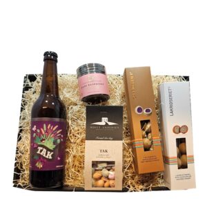 Gavekurv Et Tak med Øl, Chokolade & Vingummi